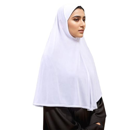 Ready To Wear Hijab For Women Instant Turban Stretch Soft Muslim Scarf For Prayer Long Hijabs Islamic Jersey Abaya - color: White