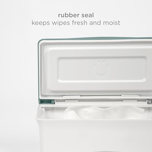 Ubbi Baby Wipes Dispenser with Weighted Plate, Open Water | Rubber Seal Keeps Wipes Fresh, Non-Skid Feet, Holds Standard Pack of Wipes, Baby Changing Station Essential - color: Open Water Wipes Dispenser, size: 1 Count (Pack of 1)