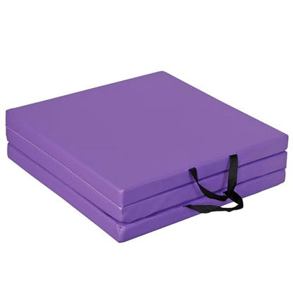 ZenStyle 6' x 2' x 2" PU Leather Exercise Tri-Fold Gym Fitness Mat For Gymnastics, Aerobics, Yoga, Martial Arts - color: Purple