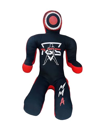 PGS Grappling Dummy for Wrestling Brazilian Jiu Jitus MMA Punching Bag Judo Karate Practice Martial Arts Training Boxing Self Defense Dummy – UNFILLED - color: Black Red, size: 6FT (70 Inches)