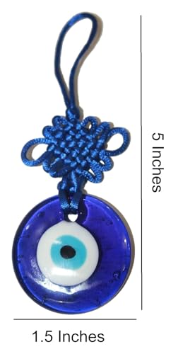 IS4A Talisman - Single Glass Evil Eye Protection - Good Luck Charm, Home, Office, Car Decoration, Blessing Ornament, Reflects Negative Energy (5 Inch) - size: 5 Inch