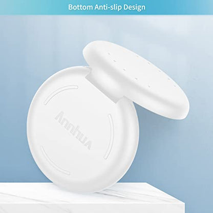 Annhua Orthodontic Retainer Case with Vent Holes, Denture Storage Case Slim Mouthguard Container Aligner Case with Magnetic Closure for Household|Travel|Office - White - color: White