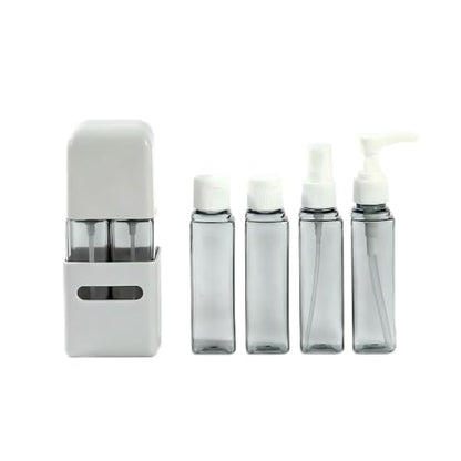 4 in 1 Travel Dispenser Bottle Refillable 4 in 1 Travel Dispenser 60ml Travel Bottles Leakproof Travel Size Containers for Toiletries Shampoo Lotion Gray - color: Gray