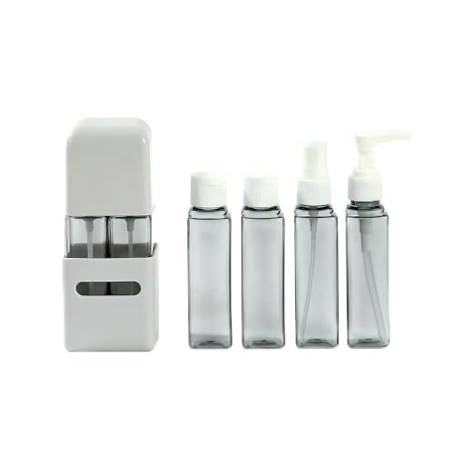 4 in 1 Travel Dispenser Bottle Refillable 4 in 1 Travel Dispenser 60ml Travel Bottles Leakproof Travel Size Containers for Toiletries Shampoo Lotion Gray - color: Gray