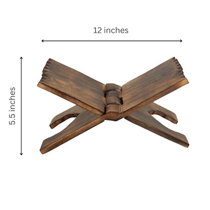 Beautiful Handmade Wooden Prayer Book Display Stand Holder Rehal for Religious Holy Books The Bible Quran Geeta Foldable Book Rest Traditional Living Room Home Decor Accents 12 (L) x 5 (W) Inches