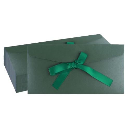 20 Pack Gift Card Envelopeswith Bow Tie Closure 8.66 x 4.33 Inch - color: Dark Green