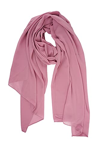 YOUR SMILE for Women Lightweight Breathable Solid Color Soft Chiffon Long Fashion Scarves Sun-proof Shawls Wrap - color: Pink
