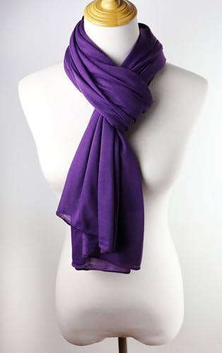 vabovin Head Wraps for Black Women Stretch Jersey Knit Turban Headwrap Solid Color Headscarf Headband Shawl - color: 19- Dark Purple