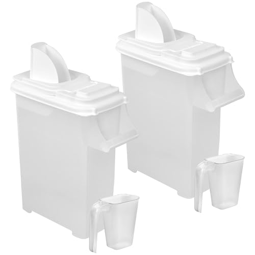 Buddeez Pet Food Storage Dispensers - Dog Food Storage Containers, Cat Food Containers, Bird Seed Containers w/Handle and Flip Lid, 8 Gallon(2 pack) - color: White Lid, size: 2 Pack (32 Quart)