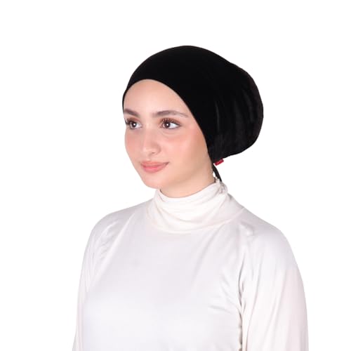Mu Lan Song Handmade Velvet Cotton Shaper | Grip Hair Grip Scarf | Anti-Slip Non-Slip | Hijab Scarf Shawl Bun Volumizer - color: Black