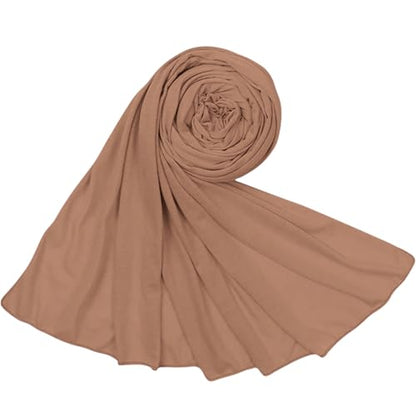 Hijab Scarf for Women Soft Cotton Muslim Jersey Hijab Head Wrap Scarves Fashion Long Scarf Shawls - color: Khaki