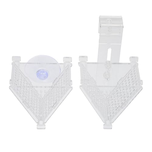 Healifty 2pcs Acrylic Aquarium Fish Food Holder Cone Feeding Cups with Suction Cup and Worm Hook for Fish Tank Feeding Supplies