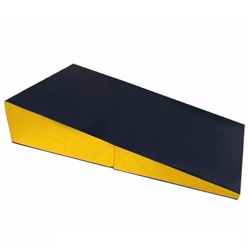 LICOME Folding Incline Gym Mat Tumbling Cheese Wedge Design for Gymnastics, Martial Arts, Dance, Yoga And Stretch Training，After It Can Be Used As A Jumping Box - color: Black Yellow, size: 83x60x35cm