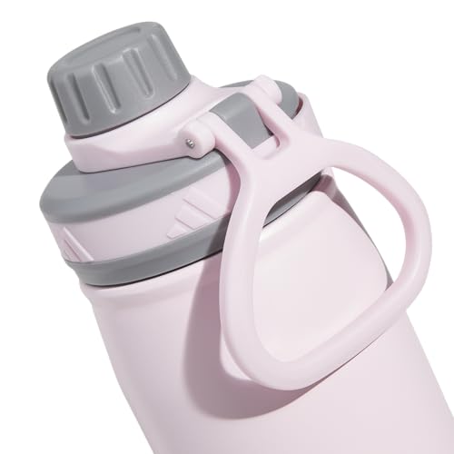 adidas Stainless Steel Metal Water Bottle 20 oz (600 mL) Screw Cap - color: Clear Pink/Grey/Pink Fusion