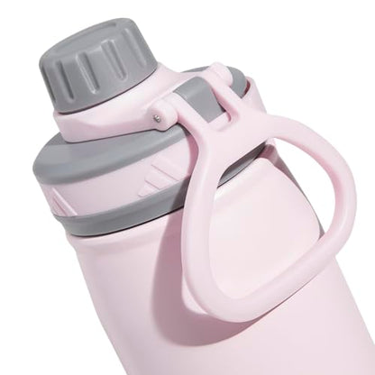 adidas Stainless Steel Metal Water Bottle 20 oz (600 mL) Screw Cap - color: Clear Pink/Grey/Pink Fusion