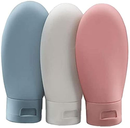ZALUJMUS Travel Bottle, 3 Pcs Leak Proof Refillable Squeezable Containers Set(60 ml) with Label and Transparent Carry Bag for Liquid Shampoos, Soap and Toiletries. (Multicolor) | Leak Proof, Refillable Squeezable Containers, Includes Label and Transparent