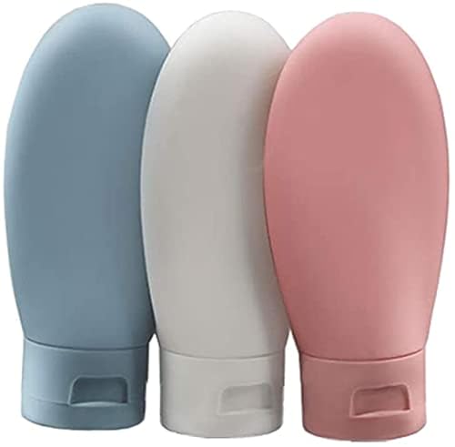 ZALUJMUS Travel Bottle, 3 Pcs Leak Proof Refillable Squeezable Containers Set(60 ml) with Label and Transparent Carry Bag for Liquid Shampoos, Soap and Toiletries. (Multicolor) | Leak Proof, Refillable Squeezable Containers, Includes Label and Transparent