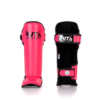 Signature Shin Guards | Premium Muay Thai Shin Guards | Lightweight & Durable Shinguards Muay Thai | Padded, Adjustable Muay Thai Leg Guards for Kickboxing, MMA Sparring, Training - color: Hot Pink, size: Medium