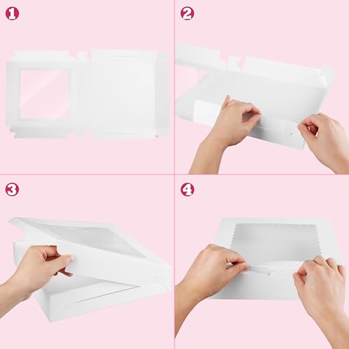 Yeplan 10-Pack Cookie Boxes with Window, 12x12x2.5 Inch Bakery Boxes, White Treat Boxes for Desserts, Donuts, Muffins, Pies, Chocolates - Pastry Packaging for Baked Goods - color: 10 Packs-Cookie Boxe