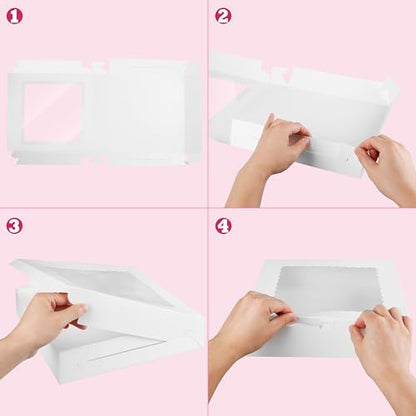 Yeplan 10-Pack Cookie Boxes with Window, 12x12x2.5 Inch Bakery Boxes, White Treat Boxes for Desserts, Donuts, Muffins, Pies, Chocolates - Pastry Packaging for Baked Goods - color: 10 Packs-Cookie Boxe
