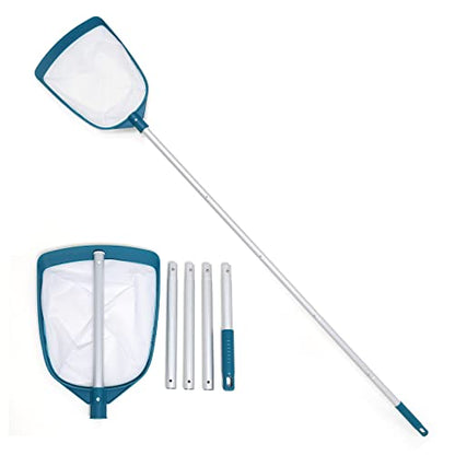 5 Foot Ultra Fine Mesh Pool Spa Leaf Skimmer Rake Net with Adjustable Pole | 3/4" Diameter Aluminum Pole, Nylon Medium Bag, Scoop Tiny Particles for Cleaning Swimming Pools, Hot Tubs, Spas & Fountains - size: Pool Skimmer with Pole
