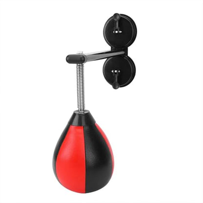 Boxing Speed Ball, Suction Cup Sandbag Height Adjustable Boxing Reflex Ball Speed Ball, 360° Rotating Wall-Mounted Leather Boxing Ball, Suitable for Men,Children,Adults - color: Red