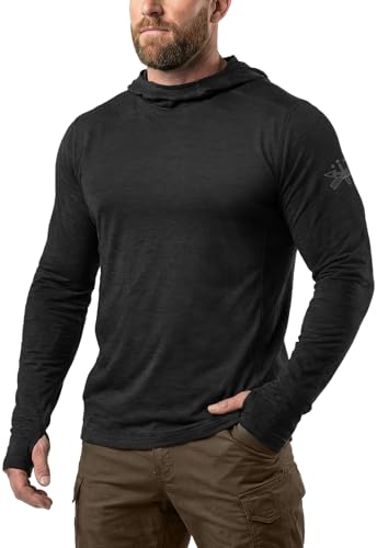 CQR Men's UPF 50+ Sun Protection Long Sleeve Quick Dry Athletic Shirts, Stretch Running Workout Hiking T-Shirts - color: Nightfall Ex Black, size: Large