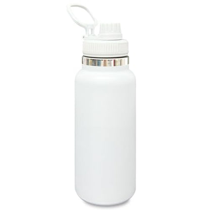 32 oz Insulated Water Bottle with Spout Lid - Double Wall Vacuum Sports Water Bottle - Powder Coated Cup for Gym Camping Hiking(White,1 pack) - color: White
