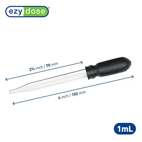 EZY DOSE Ear and Eye Medicine Dropper for Liquid Medicine, 1ml Capacity Glass, Deliver Correct Dose, Convenient and Easy to Use, BPA Free | Eye/Ear Medicine Dropper for Liquid Medicine, 1mL Capacity, Glass, Holds 30-50 drops of liquid, Non-Calibrated, Eas