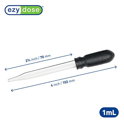 EZY DOSE Ear and Eye Medicine Dropper for Liquid Medicine, 1ml Capacity Glass, Deliver Correct Dose, Convenient and Easy to Use, BPA Free | Eye/Ear Medicine Dropper for Liquid Medicine, 1mL Capacity, Glass, Holds 30-50 drops of liquid, Non-Calibrated, Eas