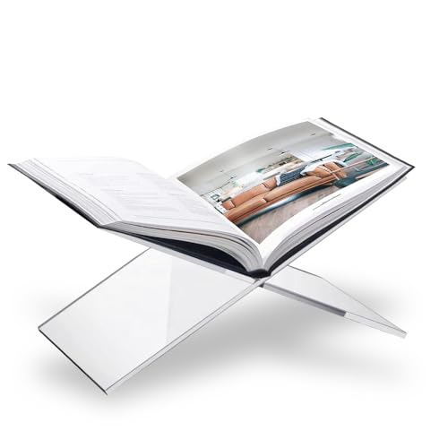 SK Acrylic Book Stand Large - 11 x 6 x 5.2” - Quran Holder Stand - Acrylic Book Holder for Coffee Table Books – Cookbook Holder - Cookbook Stand for Kitchen – Home Decor – Table Decor - color: 6mm Transparent