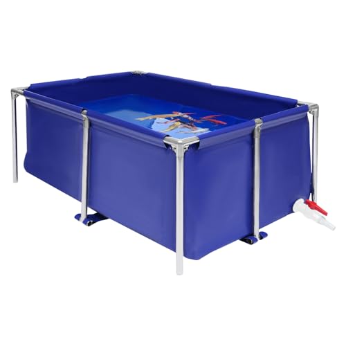 Foldable Fish Pond, Above Ground Pond with Drain Valve, Canvas Fish Tank for Goldfish Koi Lobster Leeches Prawns, Indoor/Outdoor Small Fish Aquarium