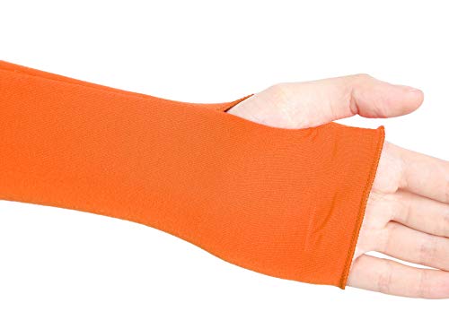 V28 Women Stretchy Long Sleeve Fingerless Gloves - color: Orange