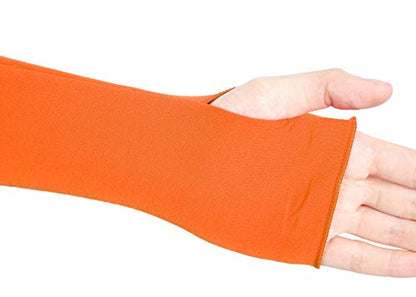 V28 Women Stretchy Long Sleeve Fingerless Gloves - color: Orange