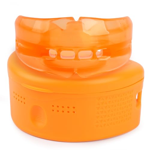 Mouth Guard Sports Youth Adult,Mouth Guard for Braces Soft,No Boiling - color: Orange/Strapless