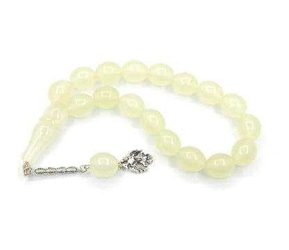 Perlin Muslim Prayer Beads 17 Bead Glow in the Dark Tasbih – Islamic Misbaha Subha Dhikr Beads, Oval Luminous Beads 18 x 13 mm, 25 cm for Prayer and Meditation Ethnic Beads Jewellery Bracelets