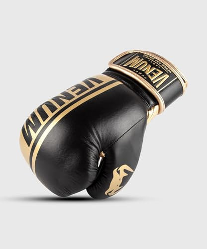 Venum Shield Pro Boxing Gloves - color: Black/Gold, size: 16oz, style: Hook and Loop