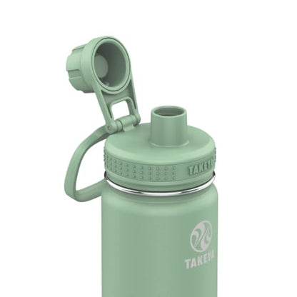 Takeya Actives 24 oz Vacuum Insulated Stainless Steel Water Bottle with Spout Lid, Premium Quality, Cucumber - color: Cucumber, size: 24 Ounces