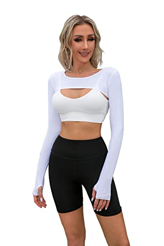 Cooling Shawl Arm Sleeve Sun Protection Women's tops for Golfing,Riding,Driving - color: White, size: X-Large