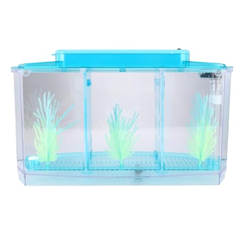 Aquarium Fish LED Acrylic Three Di Breeding Isolation Box for Sm Fishes Bottom of the Change for and Stress Valve (Blue) - color: Blue