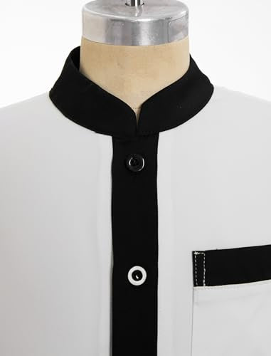 FYMNSI Kids Boys Thobe Muslim Prayer Clothes Saudi Dubai Robe Kaftan with Pockets Dishdasha Islamic Eid Ramadan Outfits 5-10T - color: White, Black, size: 9-10 Years
