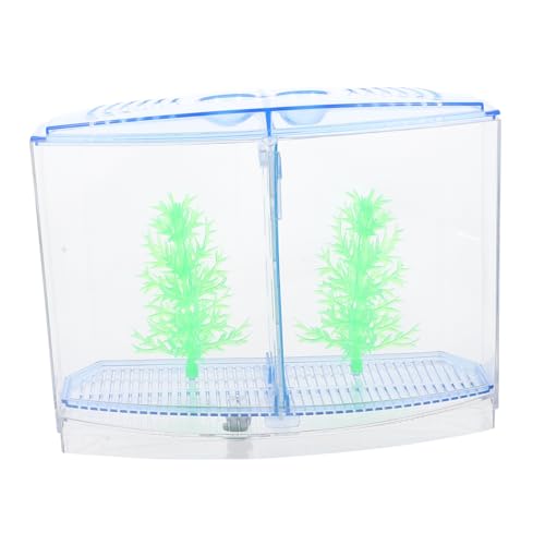 KOMBIUDA Acrylic Fish Tank Breeding Box for Small Fish with Transparent Dual Compartments Desktop Aquarium Nursery for Goldfish Shrimp and Fry Practical Accessory
