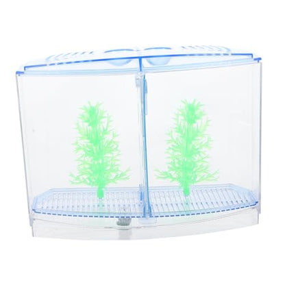 KOMBIUDA Acrylic Fish Tank Breeding Box for Small Fish with Transparent Dual Compartments Desktop Aquarium Nursery for Goldfish Shrimp and Fry Practical Accessory