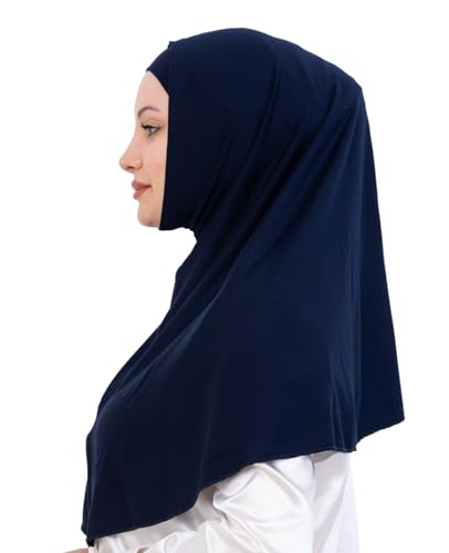 Prien Instant Hijab For Women, Muslim Long Scarf, Undercap Turban Set, Turkish Islamic Clothing, Prayer Clothes For Abaya - color: Navy Blue