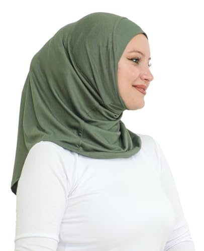Prien Sport Instant Hijab For Women, Muslim Cotton Turban, Soft Head Scarf, Ready To Wear Hijabs Prayer Clothes, Islamic Wear - color: Khaki