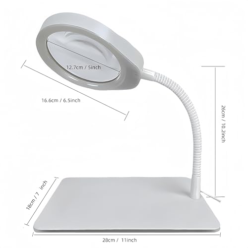10X Magnifying Glass with Light and Stand,Dimmable Flexible Magnifying Craft Ligh, LED Lighted Magnifier Hands Free for Close Work Craft Reading Painting Hobby(White-04) - style: White-04