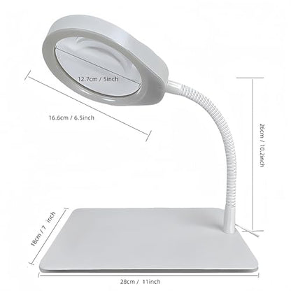 10X Magnifying Glass with Light and Stand,Dimmable Flexible Magnifying Craft Ligh, LED Lighted Magnifier Hands Free for Close Work Craft Reading Painting Hobby(White-04) - style: White-04