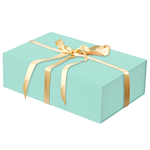 HavrePac Luxury Large Gift Box 13.8"x9"x4.3" Storage Box Ribbon Magnetic Closure for Luxury Packaging Box for Mother's Day, Birthdays, Bridal Gifts,Weddings - color: Light Blue, size: 1 Count (Pack of 1)