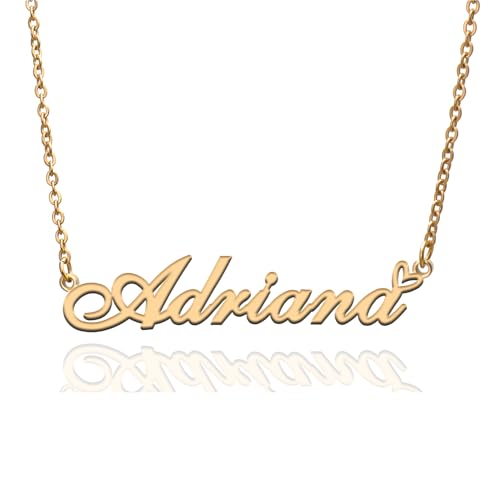 Custom Name Necklace Customized Personalized Plated Necklace for Mother Daughter Friendship Women Valentine's Day Christmas Birthday New Year Party - style: Adriana Gold