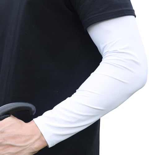 Arm Sleeves for Men, Loose Fit Non-Sticky, Cooling UV Sun Protection Arm Sleeves for Baseball Basketball Golf Hiking - color: White, size: XX-Large
